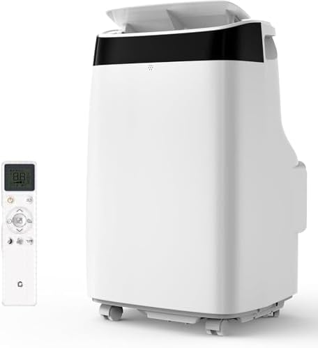 12,000 BTU Portable Air Conditioner for Cooling Up to 450 Sq. Ft, Multifunctional Floor AC Unit With Dehumidifier, Fan, Auto and Sleep Modes, Remote Control, 24-Hour Timer