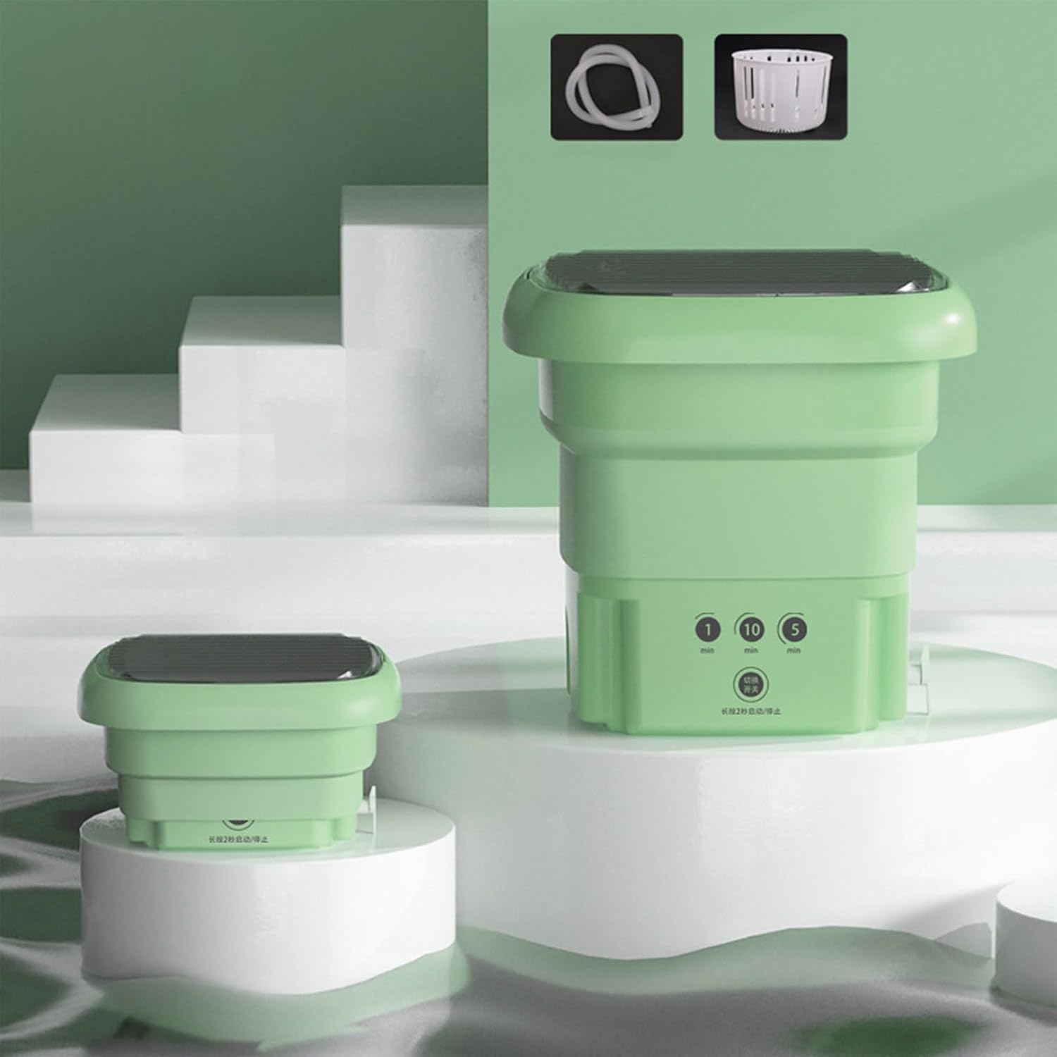 Portable Washing Machine, High Capacity Mini Washer, Foldable Washing Machine with Spin, for Baby Clothes, Underwear or Small Items, Apartment, Dorm, Camping, RV Travel laundry- Gift Choice (Green)