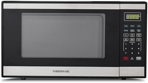 Farberware 1.3 Cu. Ft. Countertop Microwave Oven – 1000 Watts Power, Auto Cook Settings, Defrost, Easy Clean and Child Safety Lock - Stainless
