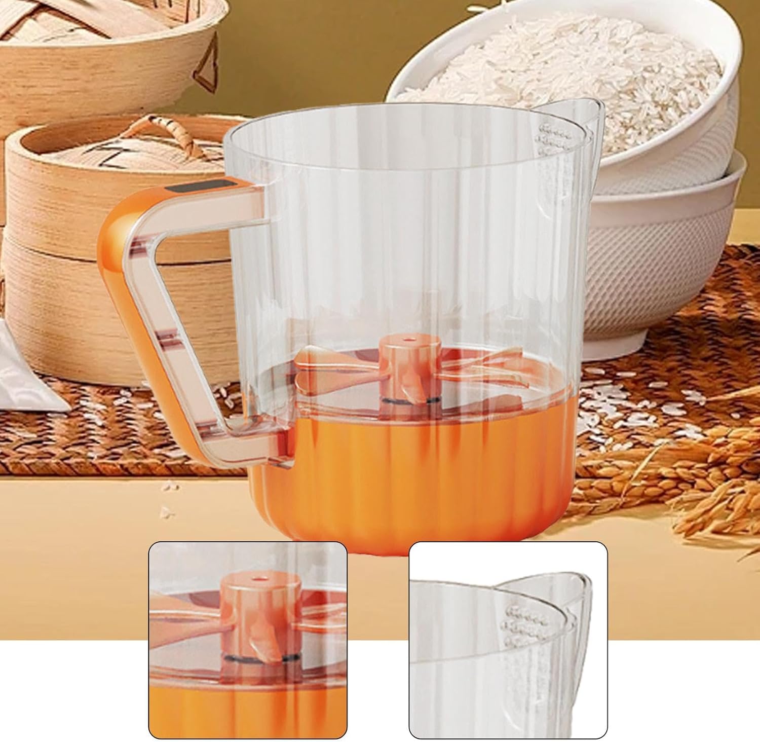 Electric Egg Beater with Strainer Spout Kitchen Utensil Kitchen Mixer Automatic Egg Whisk for Blending Mixing Hot Chocolate, Orange