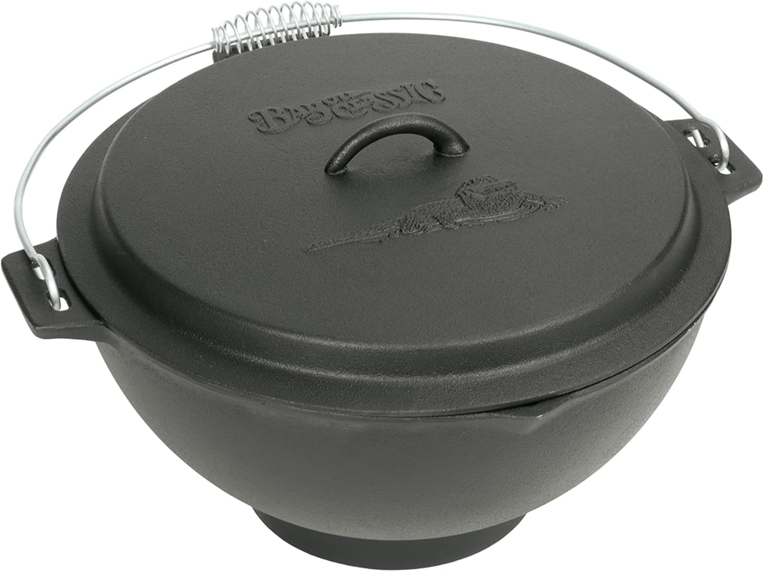 Bayou Classic 7419 3-gal Cast Iron Jambalaya Kettle w/ Lid Features Coil Wire Handle Domed Lid Perfect For Traditional New Orleans Gumbo Etouffee Jambalaya and For Simmering Batches of Chili Soup Stew