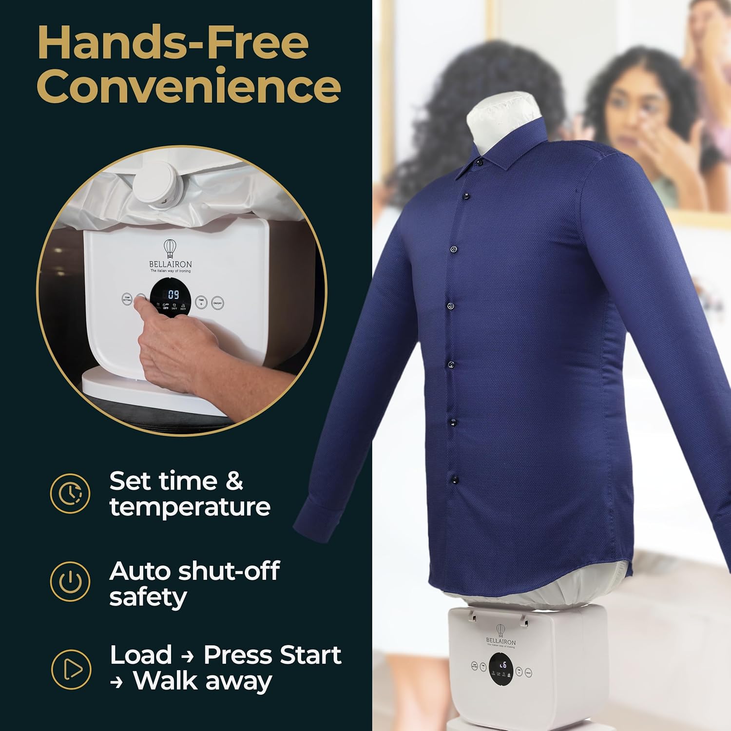 Automatic Hot Air Dryer & Iron – Clothes Dryer and Hands Free Wrinkle Remover for Shirts & Pants-Gentle on All Fabrics - Apartment & Dorm Room Essentials - Ideal Than Any Iron and Steamer