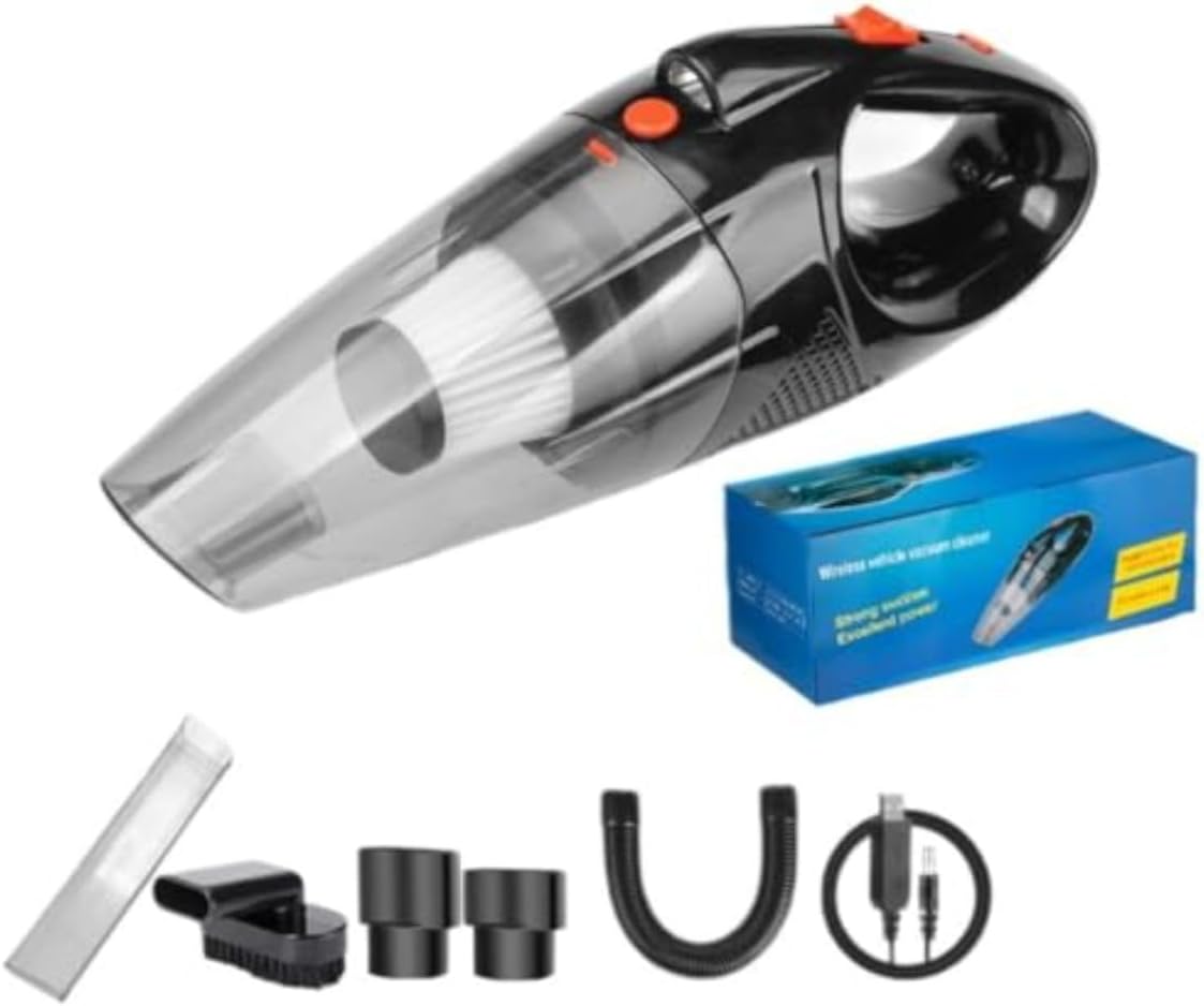 ORVIOM Ultra-Powerful Cordless Handheld Vacuum with LED Light and Quick-Charging Function Portable Vacuum for Wet & Dry Lightweight and Quiet