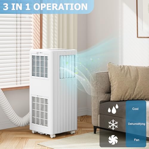 GARVEE 8000 BTU Portable Air Conditioners with Remote Control for Rooms, 3 in 1 Portable AC Unit with Cooling/Dehumidifying/Fan Mode