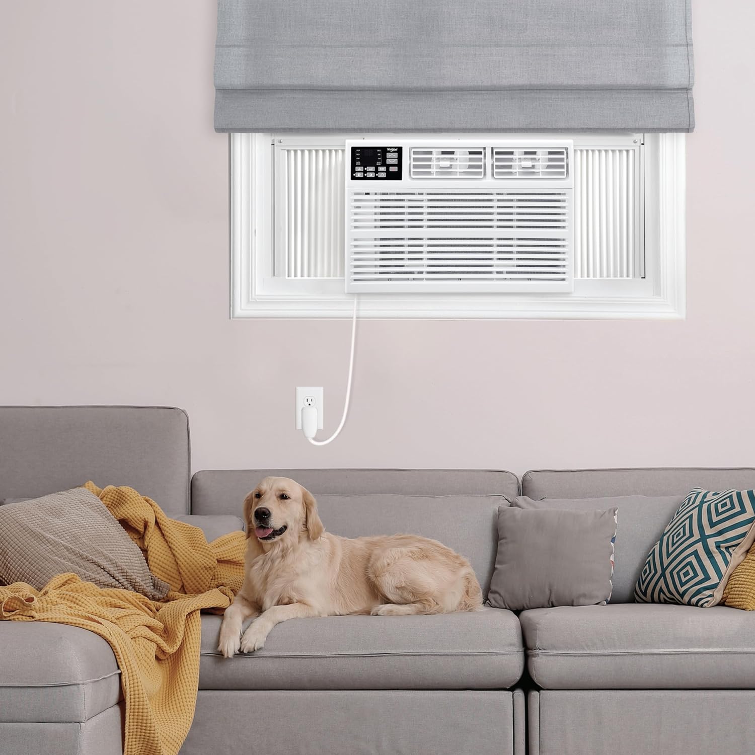 Whirlpool 10,000 BTU Window Air Conditioner with Dehumidifier, 115V, Window AC for Rooms up to 450 Sq. Ft., Living Room, Bedroom, or Kitchen, with Remote Control, Digital Display, and 24H-Timer, White