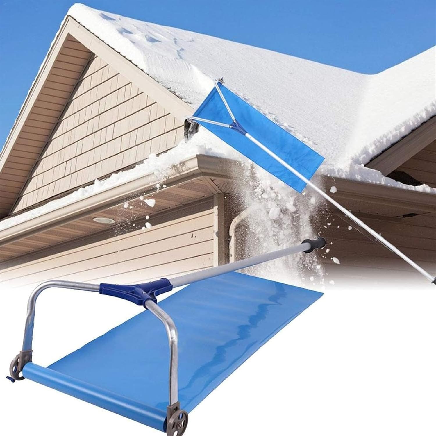 Snow Shovels 20Ft Retractable Outdoor Roof Snow Shovel Aluminum Pole Remove Snow Tools Winter Snow Removal Tool Foldable Garden Shovel