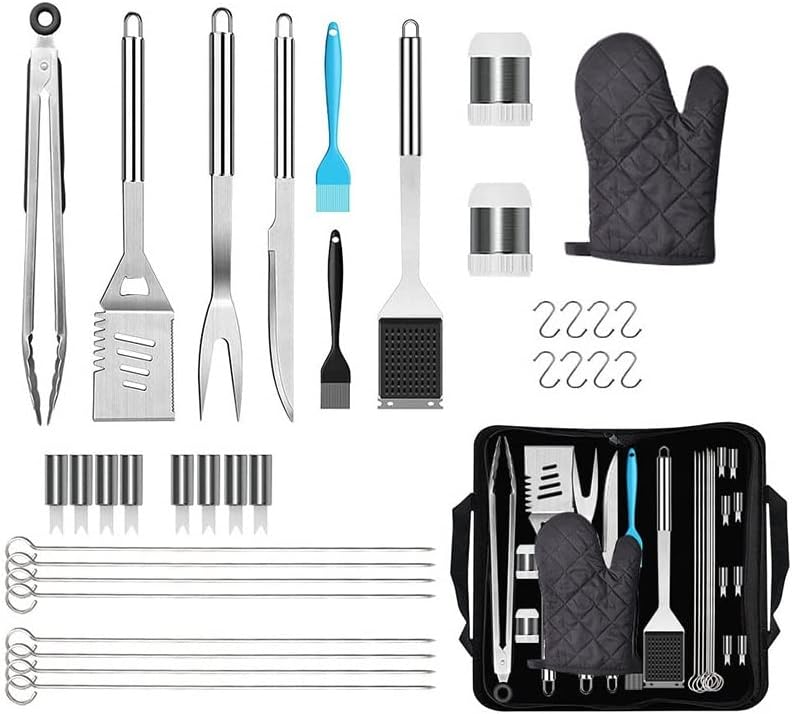 Stainless Steel BBQ Grill Tool Set Outdoor Camping Cooking Tool Set BBQ Grill Accessory Kit with Bag