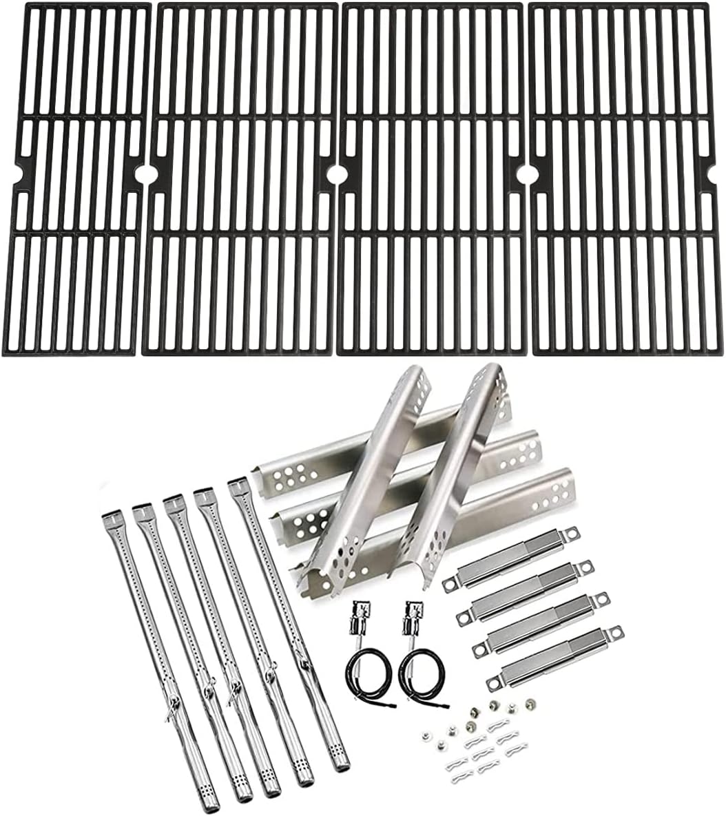 Uniflasy Replacement Parts Kit, Heat Plate Tent Shield, Grill Burner Pipe, Adjustable Crossover Tube and 18 Inch Grill Cooking Grates for Charbroil Performance 6 Burner 463276617,463244819,463238218