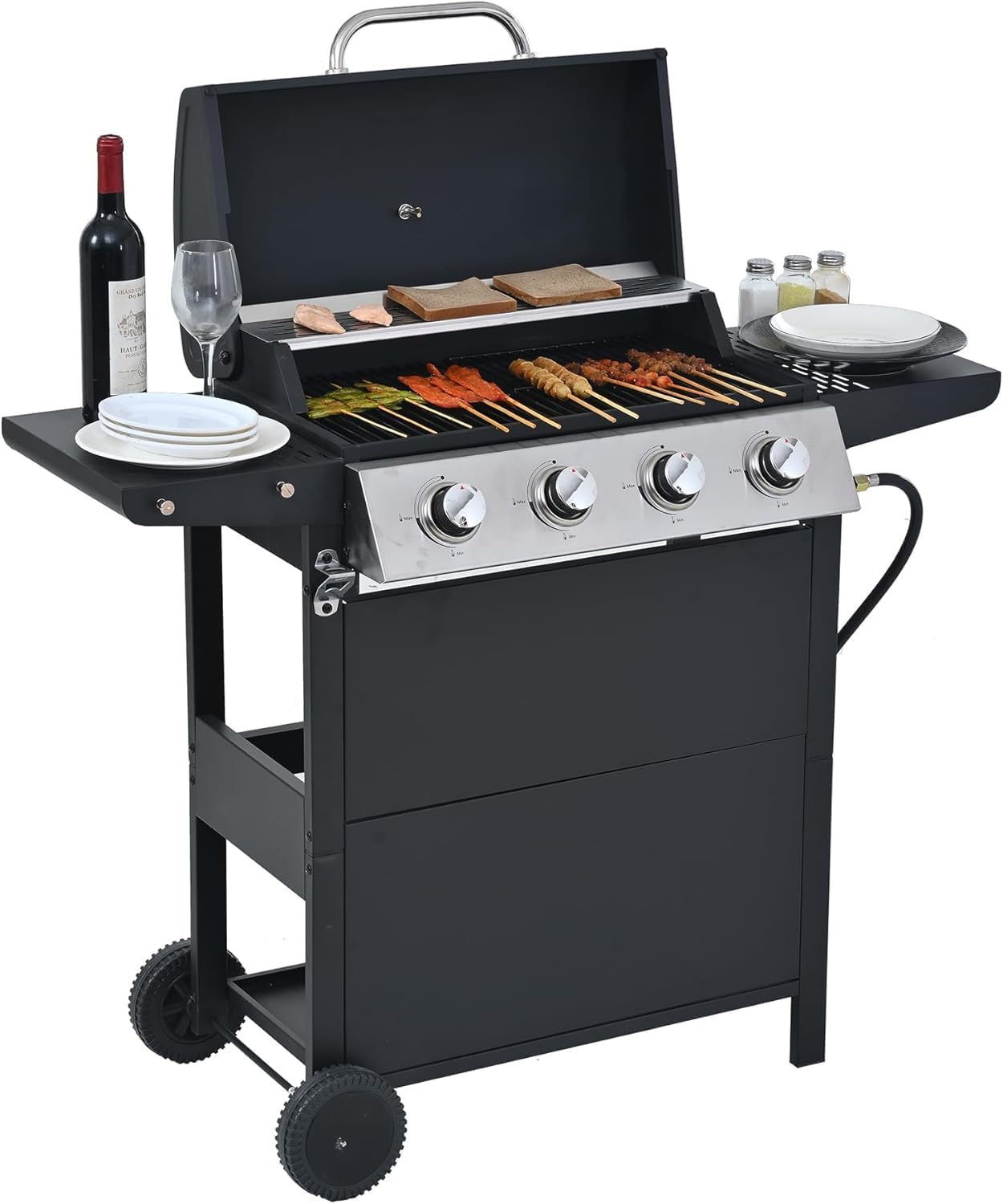 Endark 4-Burner Stainless Steel Grill | 34,000 BTU for grilling, frying, and pizza | Perfect for patio, backyard, or camping