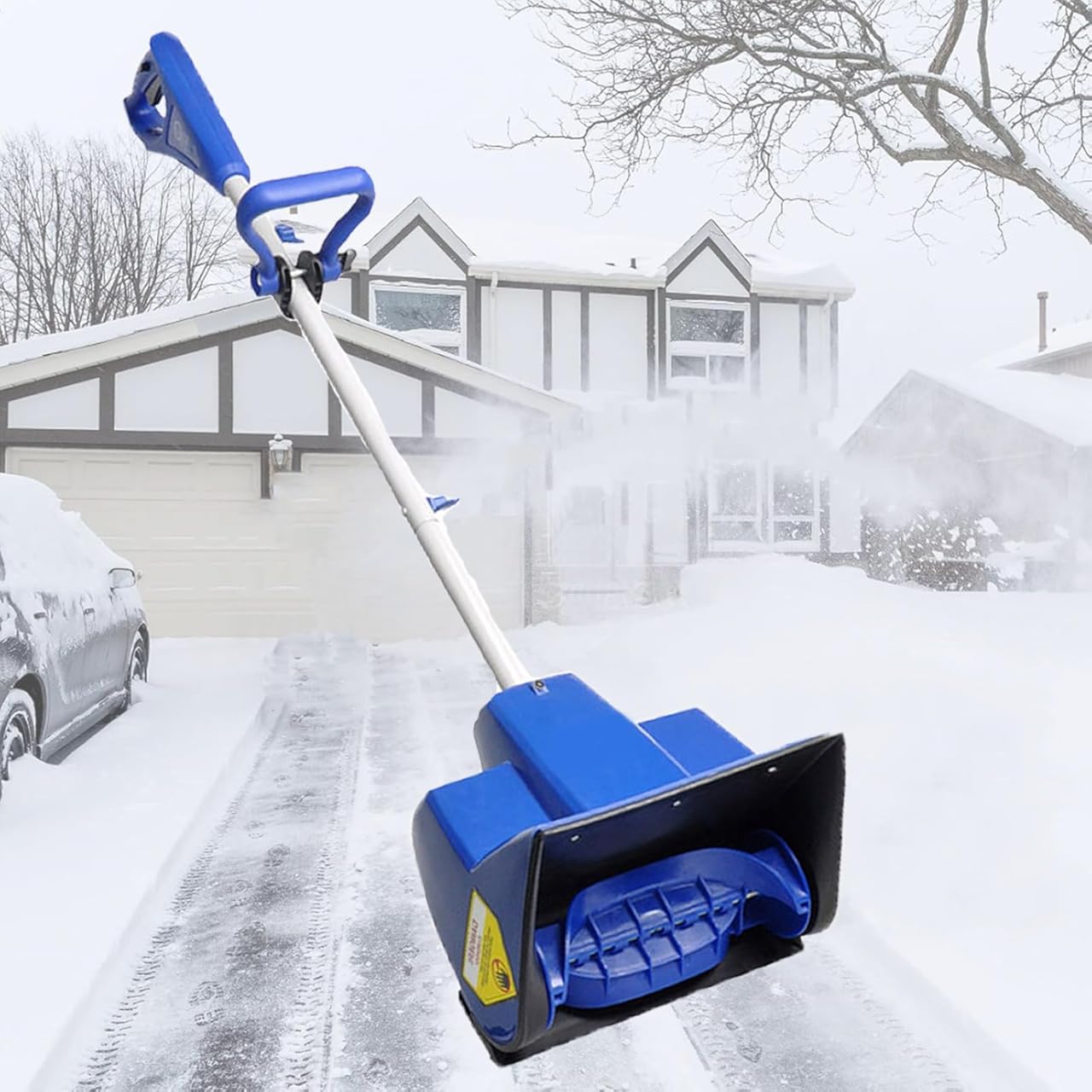Cordless Snow Shovel, 24V 12Inch Battery Powered Snow Thrower, Battery Snow Blower with 4.0Ah Li-ion Battery & Charger, 26ft Throw Distance, 6inch Depth,TwoBattery