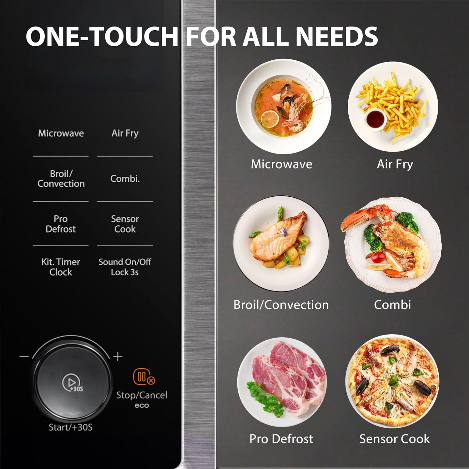 TOSHIBA Countertop Microwave Oven Air Fryer Combo, Inverter, Convection, Broil, Speedy Combi, Even Defrost, Humidity Sensor, Mute Function, 27 Auto Menus, 1.0 cu.ft, 1000W, Stainless Steel