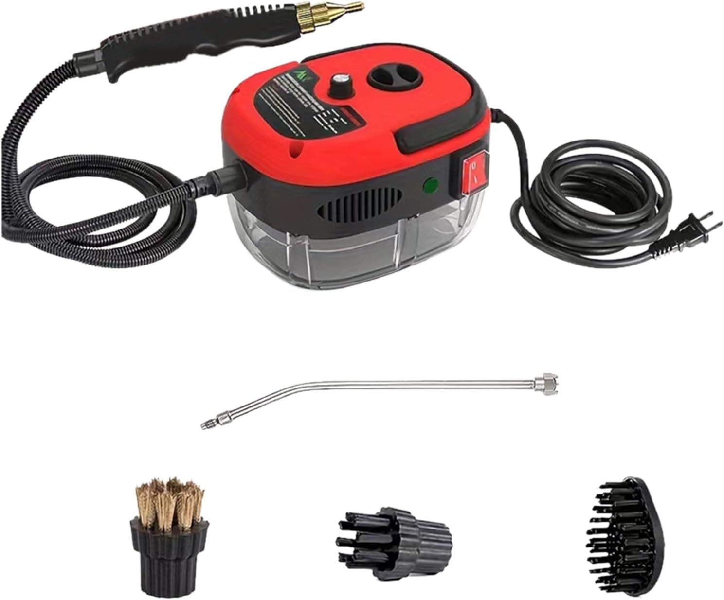 High Pressure Steam Cleaner 2500W Handheld High Temp Portable Cleaning Machine for Home Use Grout Tile Car Detailing Kitchen Bathroom(White) Laundry Gadgets (Red, One Size)