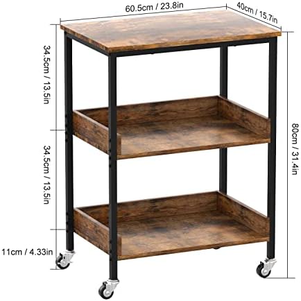 ASTARTH Kitchen Microwave Cart, 3 Tier Rolling Utility Cart on Wheels Coffee Cart, Storage Islands for Living and Kitchen Room