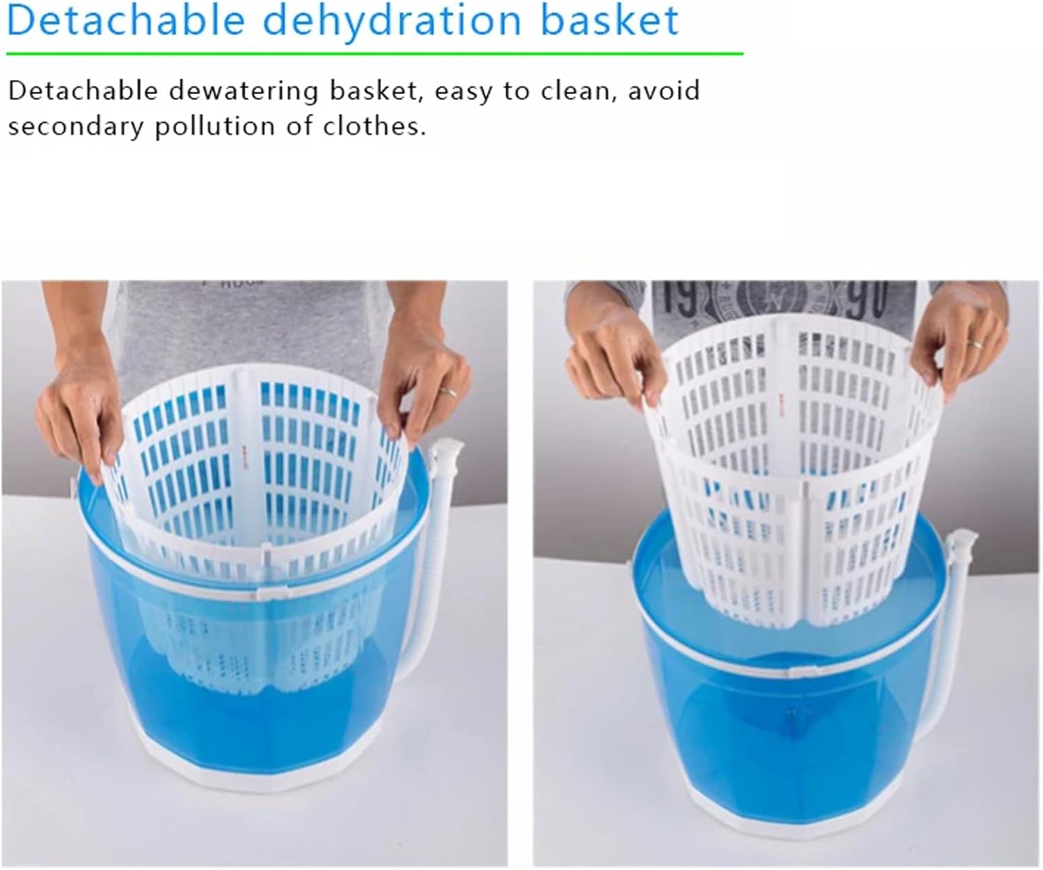 Portable Washing Machine, Hand Crank Washing Machine, 2 in 1 Manual Non-Electric Washing Machine with Folding handle, Compact Washer Spin Dryer, for Camping, Apartments, RV