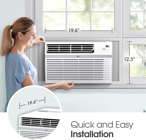 LG LW1024RSMX Window Conditioner, Wi-Fi Enabled w/Remote, 450 Sq.Ft, 4-Way Air Deflection, 3 Cooling and Fan Speeds, 115V, 10,000 BTU, White