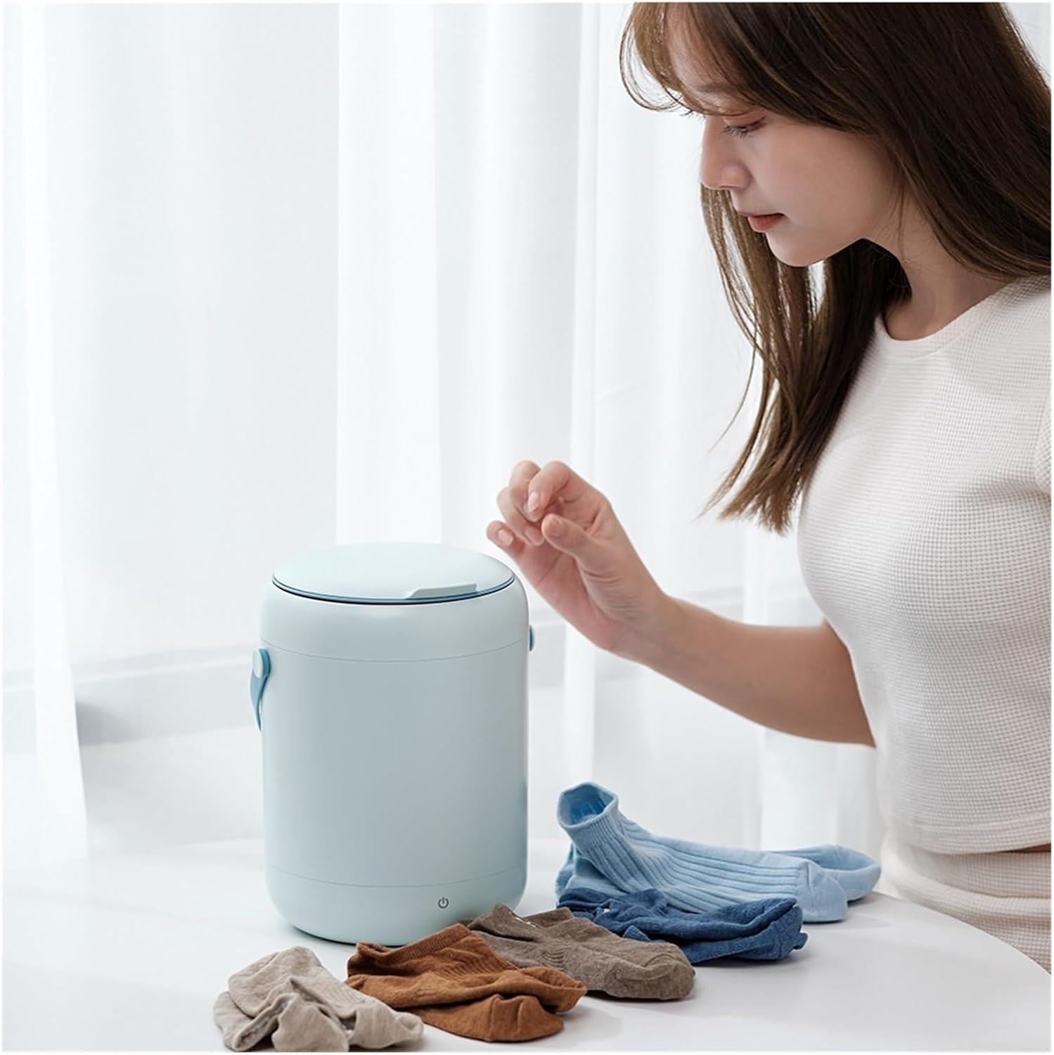 Portable Washer, Washing Machine, Intelligent Underwear Washer 3L Capacity 100-240V for Small Clothes Like, Undergarment,for Travel,Camping, RV & Dorms
