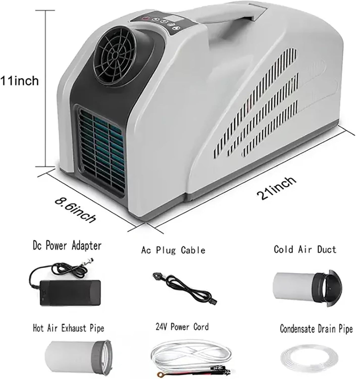 Camping Air Conditioner, Mini Tent Air Cooler with Three Adjustable Wind Speeds, 650W Low Power Consumption, Support Solar Charging, Low Noise and Easy to Carry, for RV, Car and Fishing