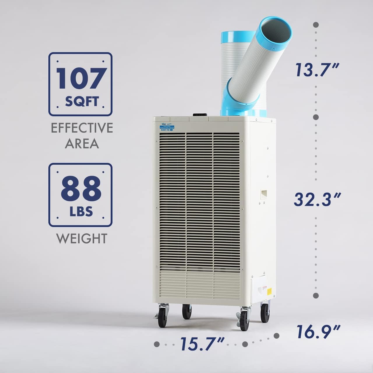 Uninex Indoor Outdoor KoolZone Mobile Spot Cooler N407-TC Portable Air Conditioner Industrial Grade 8,920BTU 9.22CER R410A Refrigerant