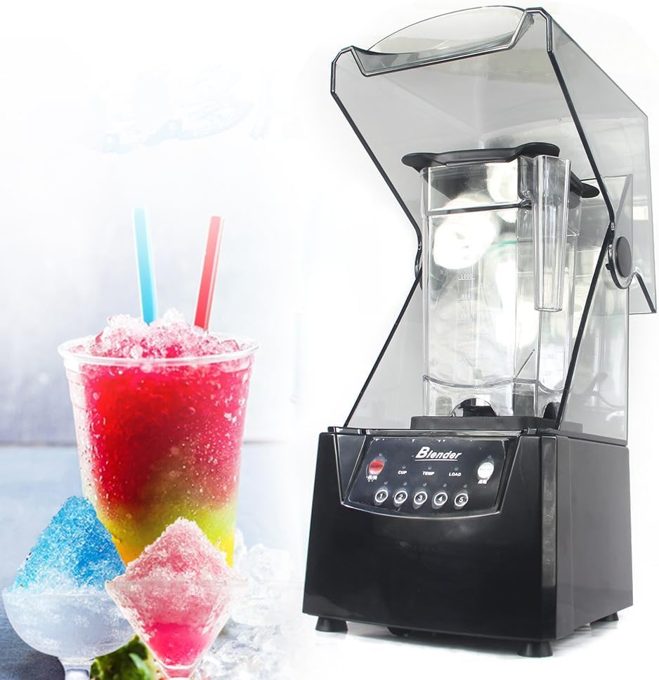 2600W Commercial Smoothie Maker Blender with Soundproof Cover, Low Noise 1.8L/0.48Gallon Fruit Juicer Ice Smoothie Mixer Blender Heavy Duty Countertop Mixer for Shakes and Smoothies