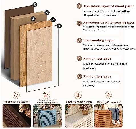 Cover for Outdoor Ac Screen for Outside Unit,Fencing to Hide Air Conditioner,Grid Wooden Air Conditioner Outer Rackfor Outside Unit Brown Plant Stand Anti-Corrosion Privacy