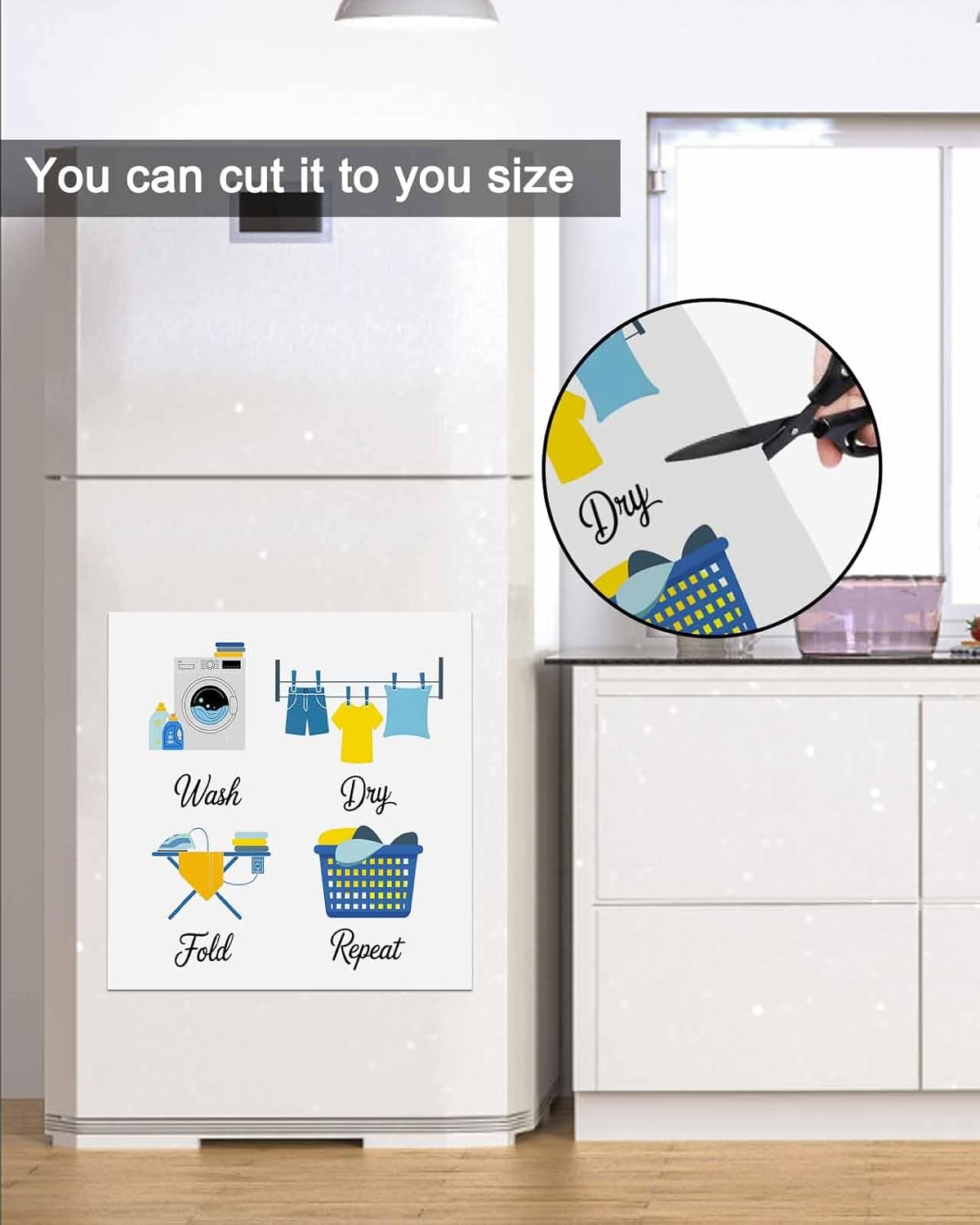 Dishwasher Magnet Cover, Cartoon Laundry Room Dishwasher Lid Magnetic Kitchen Sticker, Modern Minimalist Resuable Refrigerator Magnet Covers Panel Decal Fridge Kitchen Appliance 23''x26''