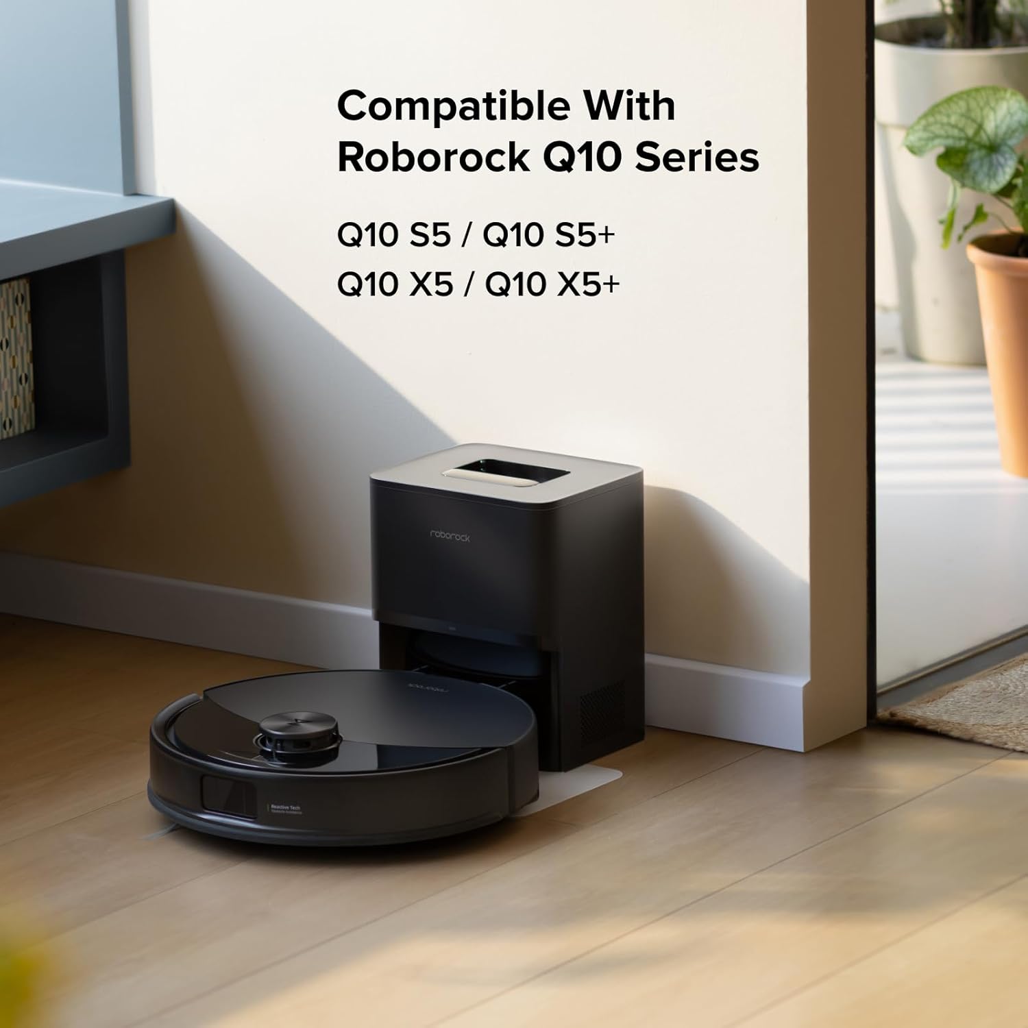 roborock Q10 X5 Robot Vacuum and Mop Combo Black with 2 Pack Washable Filter Replacement