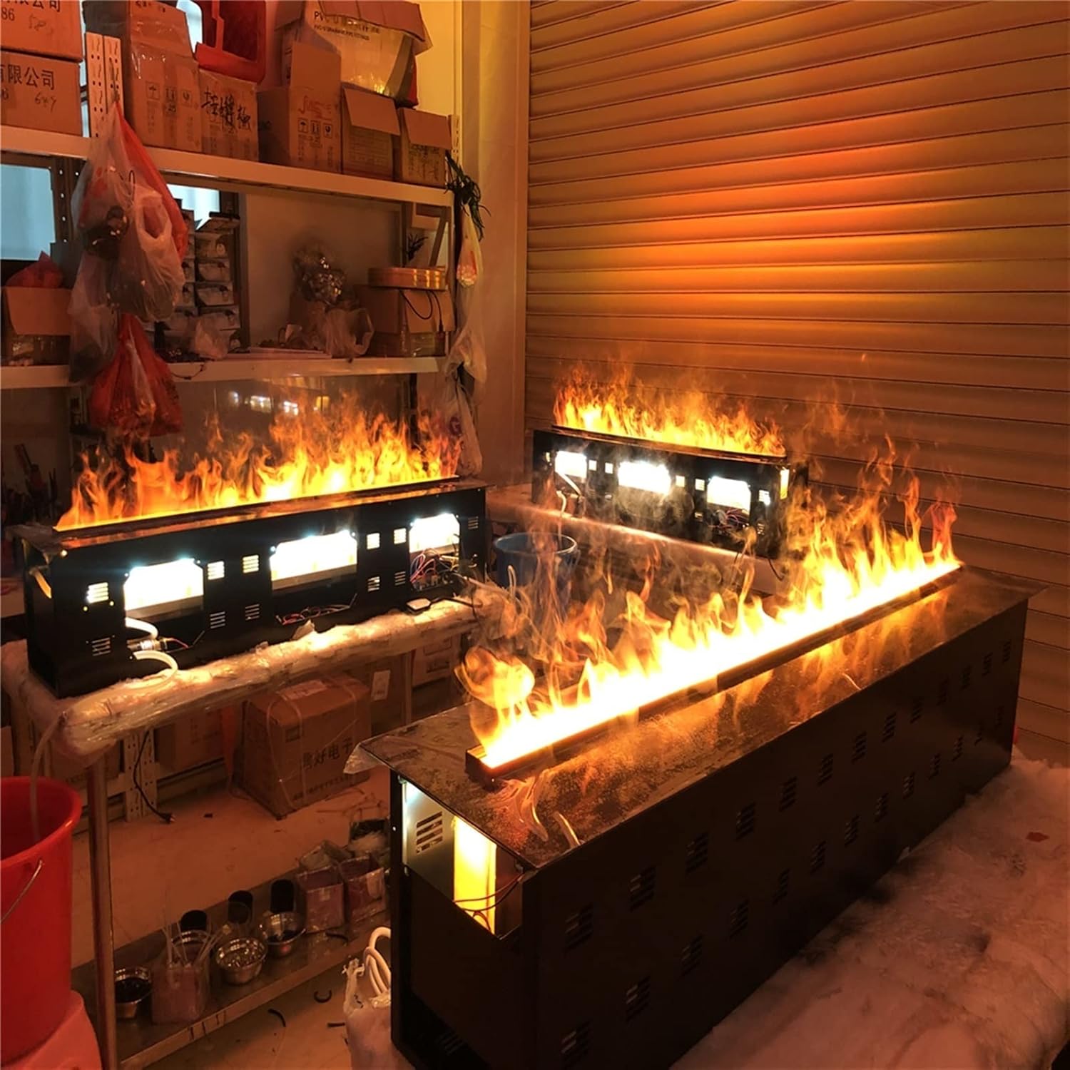 3D Water Vapor Fireplace with Humidifier Flame Recessed Electric Fireplace 39.3 Inch Long 3D Steam Electric Fireplace with Remote, Metal Panel, 330W, Black