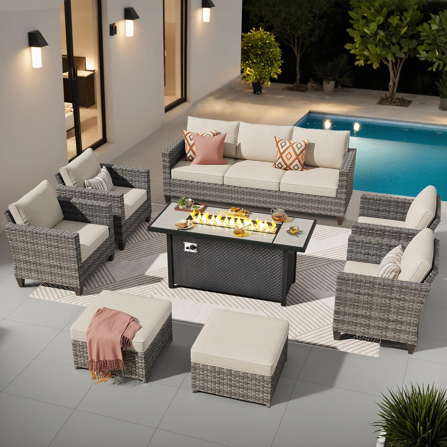 ovios 8 Pieces Patio Furniture Set with 54