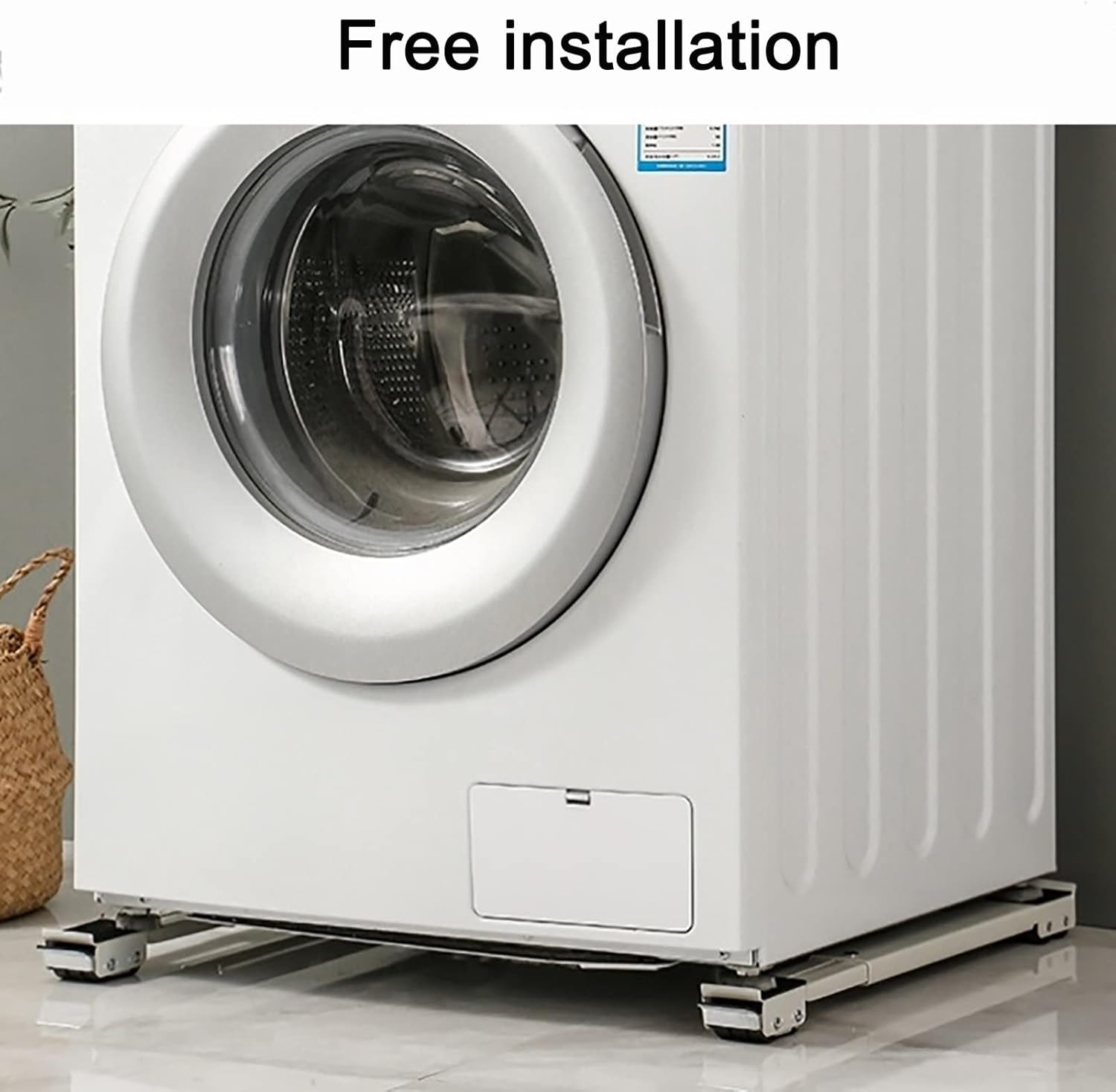 Movable Washing Machine Stand Base with Brake,Telescopic Furniture Dolly Stand with 24 Wheels,Non-Slip,Portable Mobile Rolle Cart for Dryer Fridge Laundry Washer (Color : Silver)