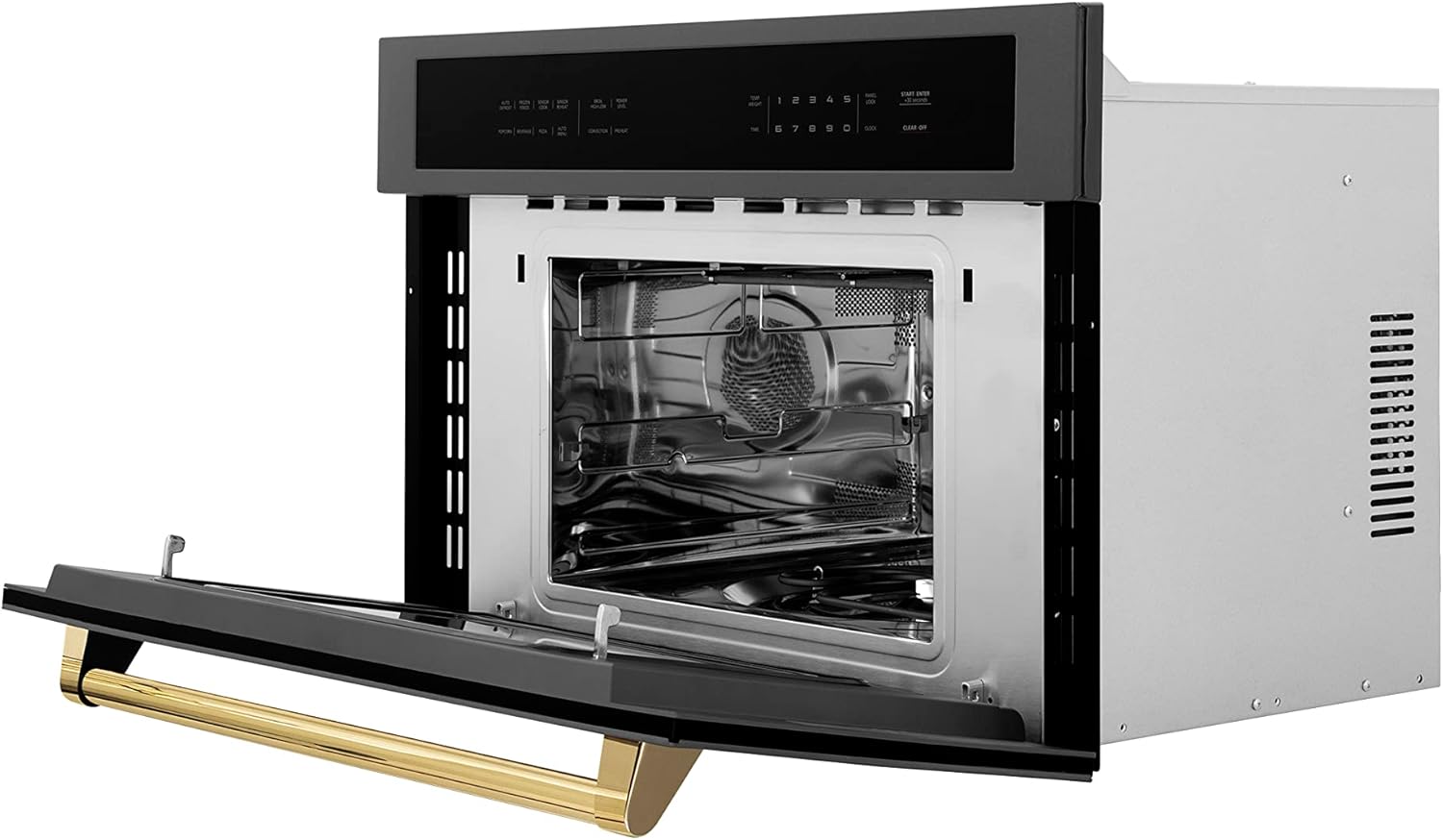 ZLINE Autograph Edition 30” 1.6 cu ft. Built-in Convection Microwave Oven in Black Stainless Steel and Gold Accents