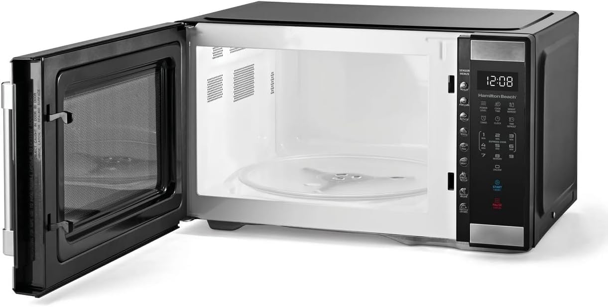 Hamiilton 1.1 Cu ft Countertop Microwave Oven in Stainless Steel, Sensor Cook