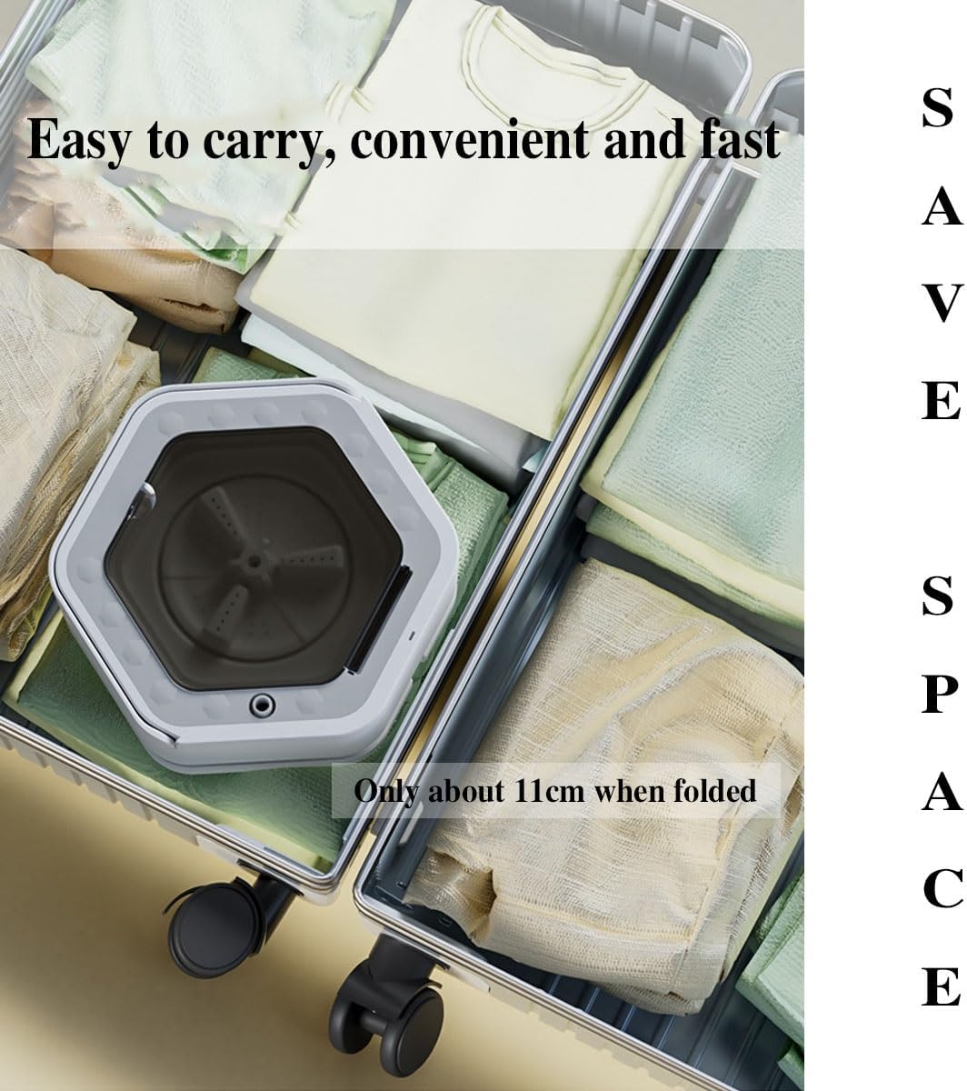 12x11x11in Small Washing Machine 2 In 1 Mini Washing Machine 8L Capacity Foldable Travel Washing Machine For Home, Dorm, Apartment, RV, Outdoor Use(Khaki)