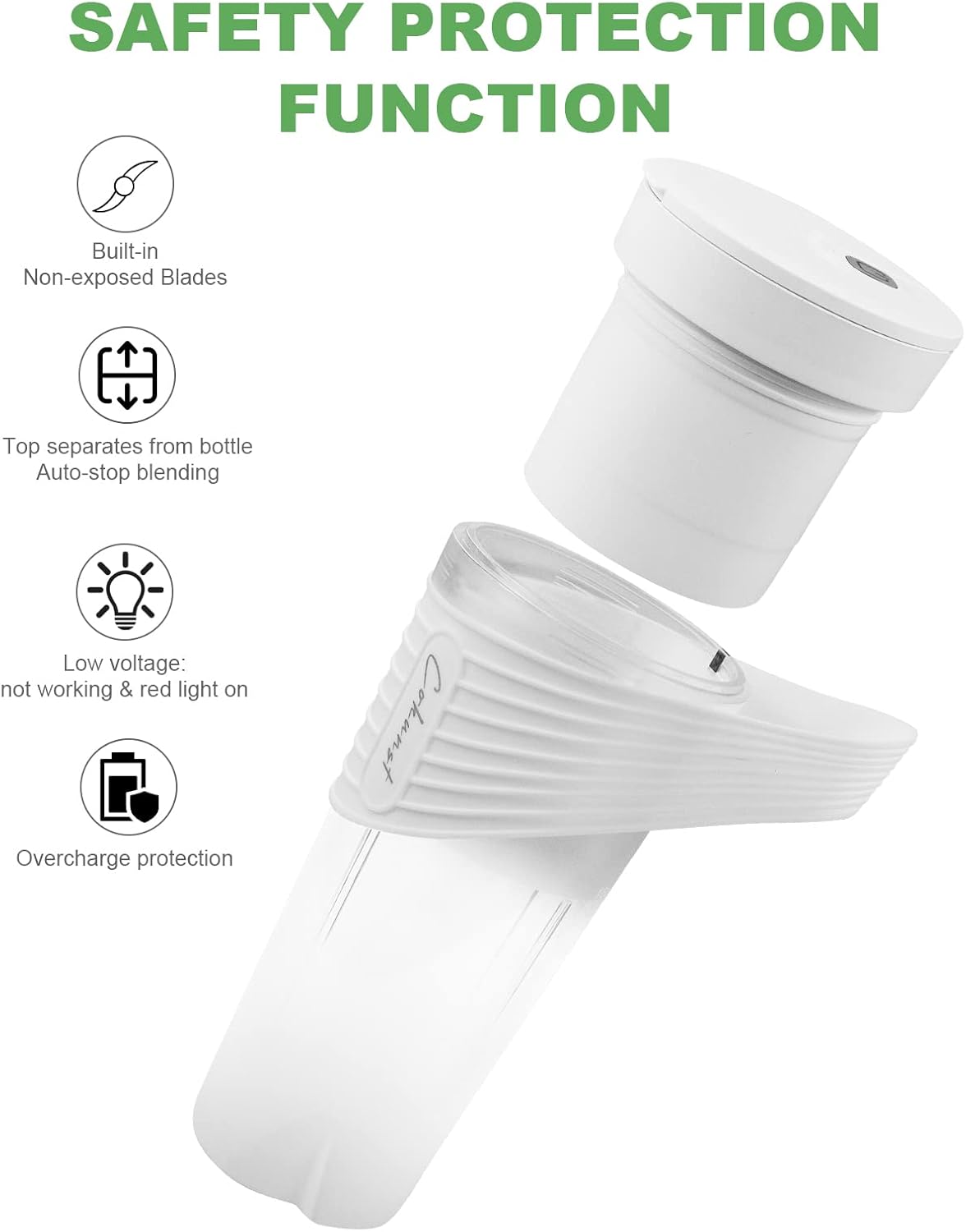 COKUNST Portable Blender for Shakes and Smoothies, BPA-Free USB Rechargeable 16oz Personal Blender Portable, Powerful Portable Blender Bottles with Straw Portable Blender Cup - White