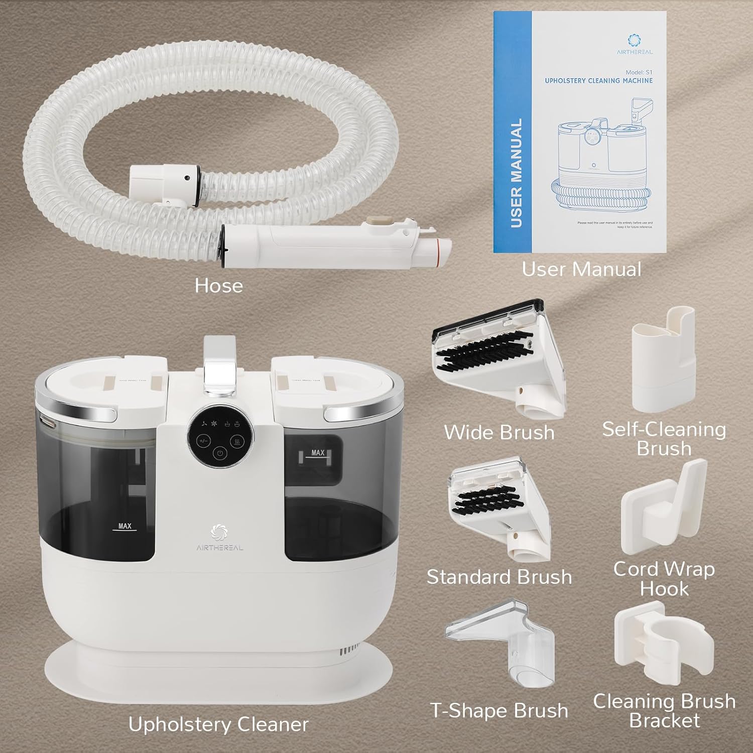 Airthereal Portable Upholstery Spot Cleaner, Instant Heating Carpet Cleaner Machine, Shampooer Machine with Self-Cleaning, 14 Kpa Stain Remover Deep Cleaner for Pets, Stairs, Car Seat and Couch