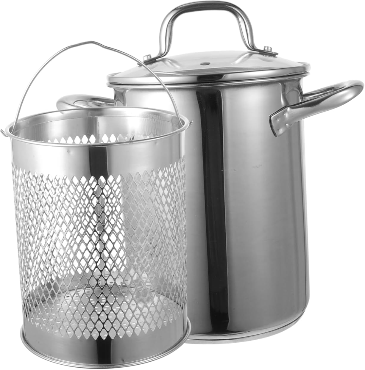 BESTYASH Stainless Steel Tempura Frying Pot with Oil Drainer Basket Deep Frying Pan for Home and Restaurant Use Lightweight and Portable Fryer with Elevated Design to Reduce Oil Splatter
