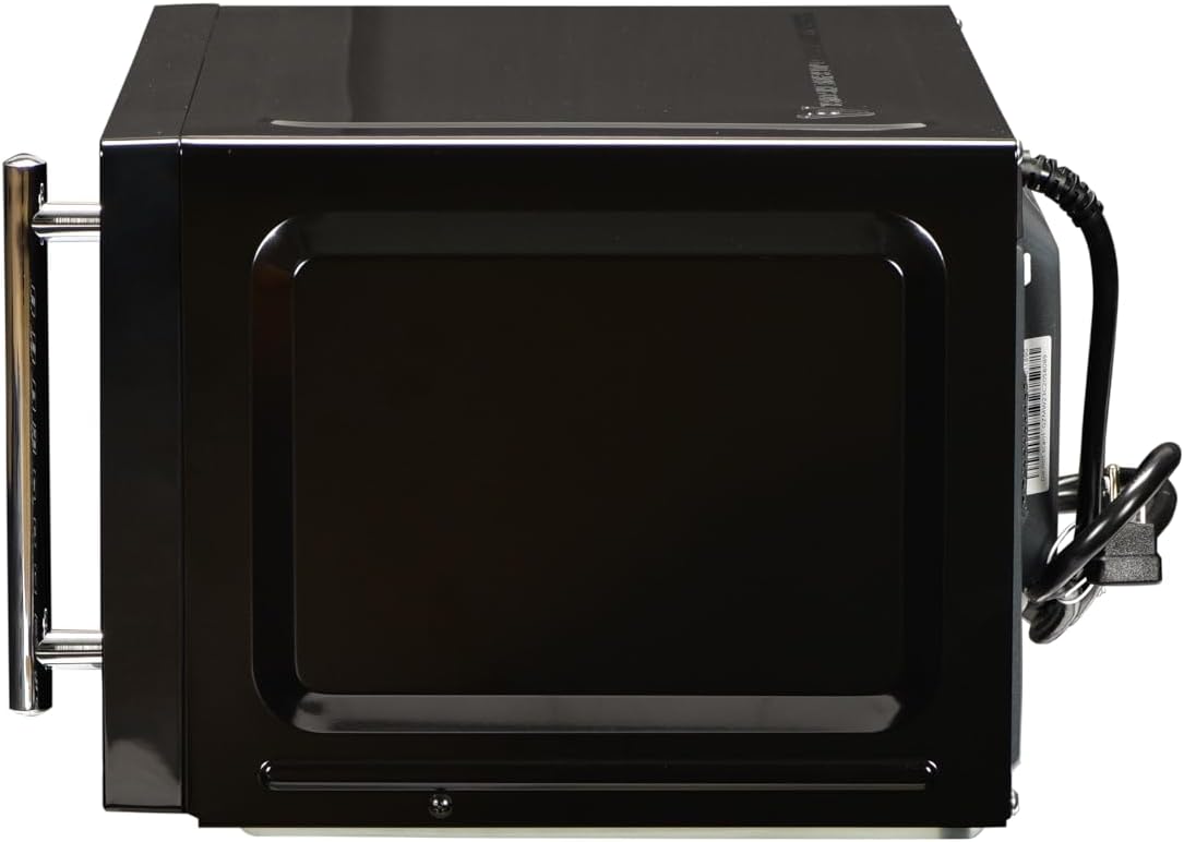 USB Microwave with Smoke Sensor, 2 USB Ports, Door Lock, 6 Cook Settings, Mute Function, Express Cook, +30 Seconds Function, Auto Defrost, Timer, Eco Mode, Easy Clean Dark Grey Interior.