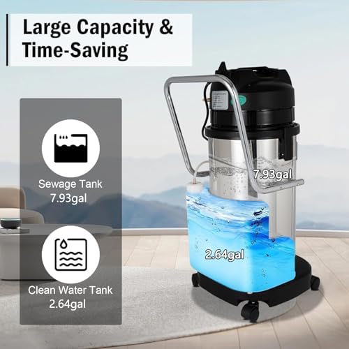 Portable Commercial Carpet Cleaning Machine - Vacuum Extractor & Shampooer for Sofas, Curtains, & Carpets - 60L Floor Scrubber & Dust Extractor for Home & Office