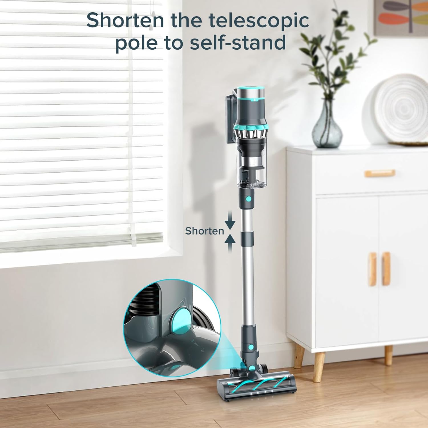 Belife BVC11 Cordless Vacuum Cleaner, 450W 38Kpa Stick Vacuum with 50 mins runtime, 13000RPM Burshless Motor, Powerful Vacuum Cleaners for Home Hardwood Floor pet Hair Carpet (Blue)