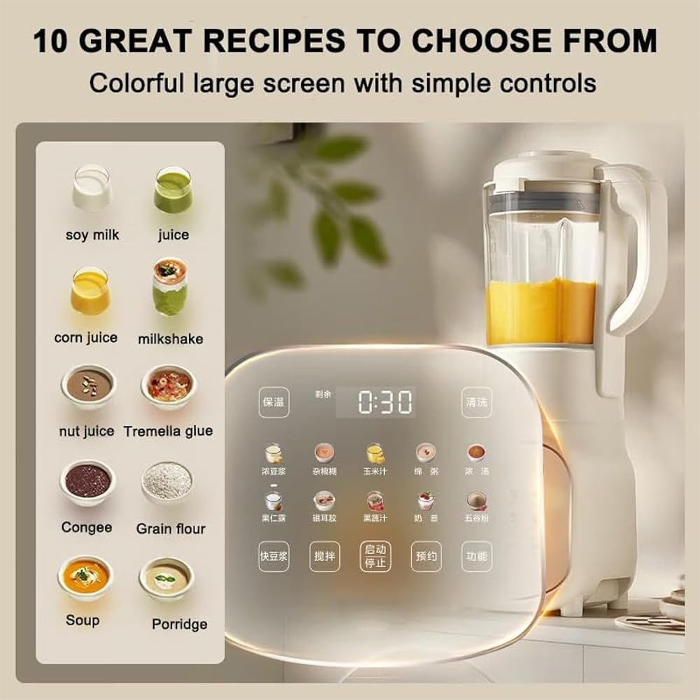 Commercial Blender Smoothie Maker, Household Multifunctional Food Processor, Silent Broken Wall Cooking Machine, 12h Smart Reservation, Can Make Smoothies, Milkshakes, Soy Milk, Juice and More