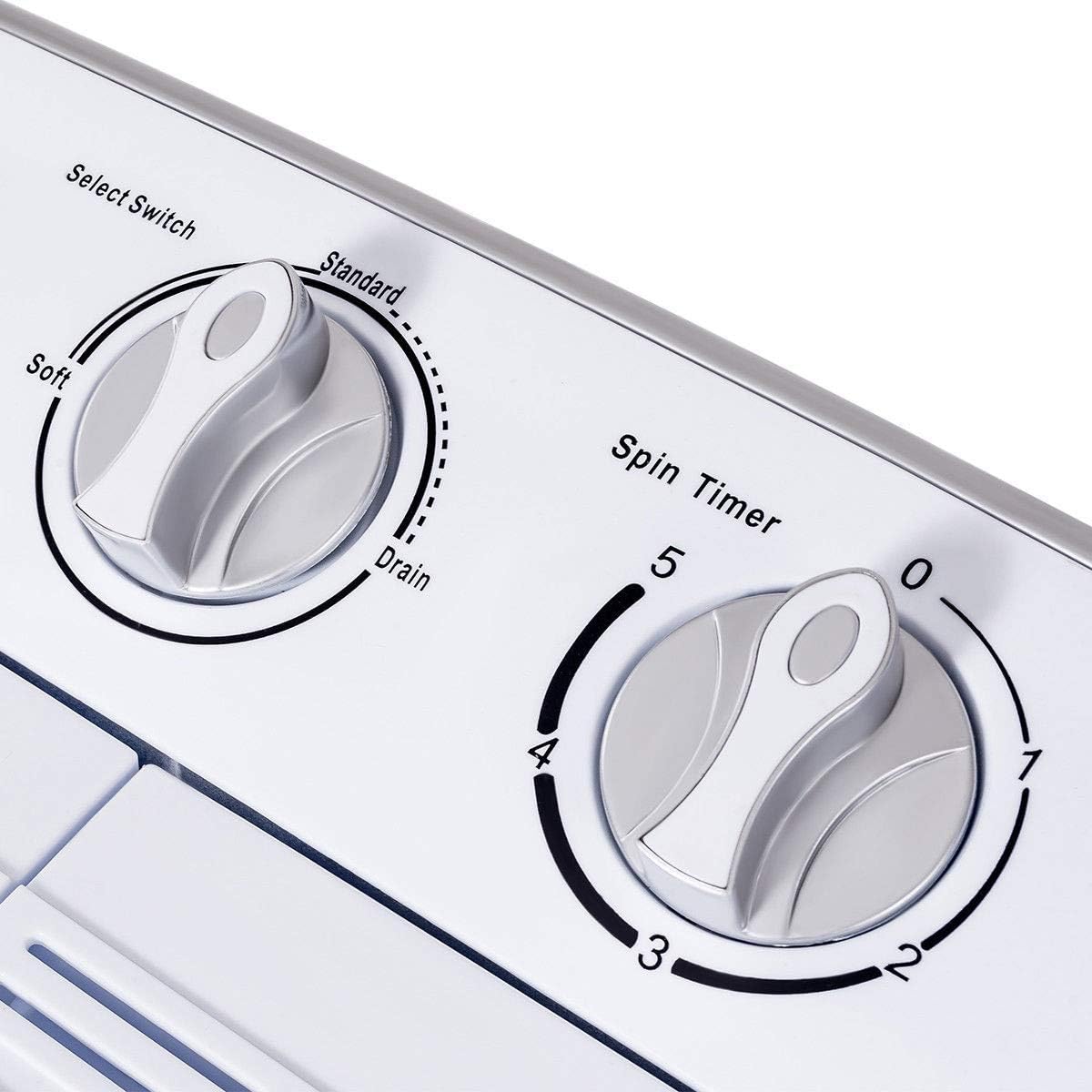 Clothes Washing Machines,SAFEPLUS Compact Mini Twin Tub Versatile Washer Machine with 8 lbs Washing &5 lbs Spin Dryer Load Capacity Gravity Drain Pump and Drain Hose for Apartment