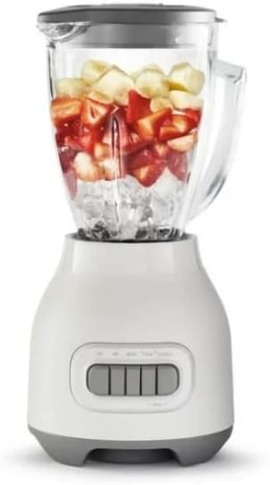 Glass Jar Blender 6-Cup Easy-to-Use, Food Chopper and Ice Crush | Smoothie Blender & 5-speed functionality, White