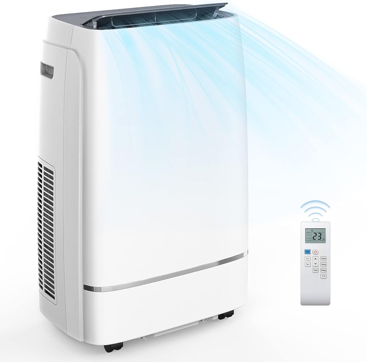 Joy Pebble Portable Air Conditioner, 12000 BTU for Room up to 550 sq. ft, Dehumidifier & Fan, Portable AC with 3 Fan Speeds, Automatic Louver Sweep,24H Timer, Remote Control, ECO