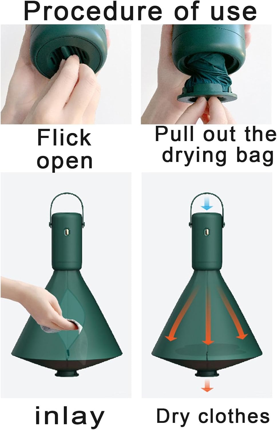 Portable Dryer, Mini Design, Ideal for Business Trips and Travel, Essential for Home Use, 250W High Power Quick Drying