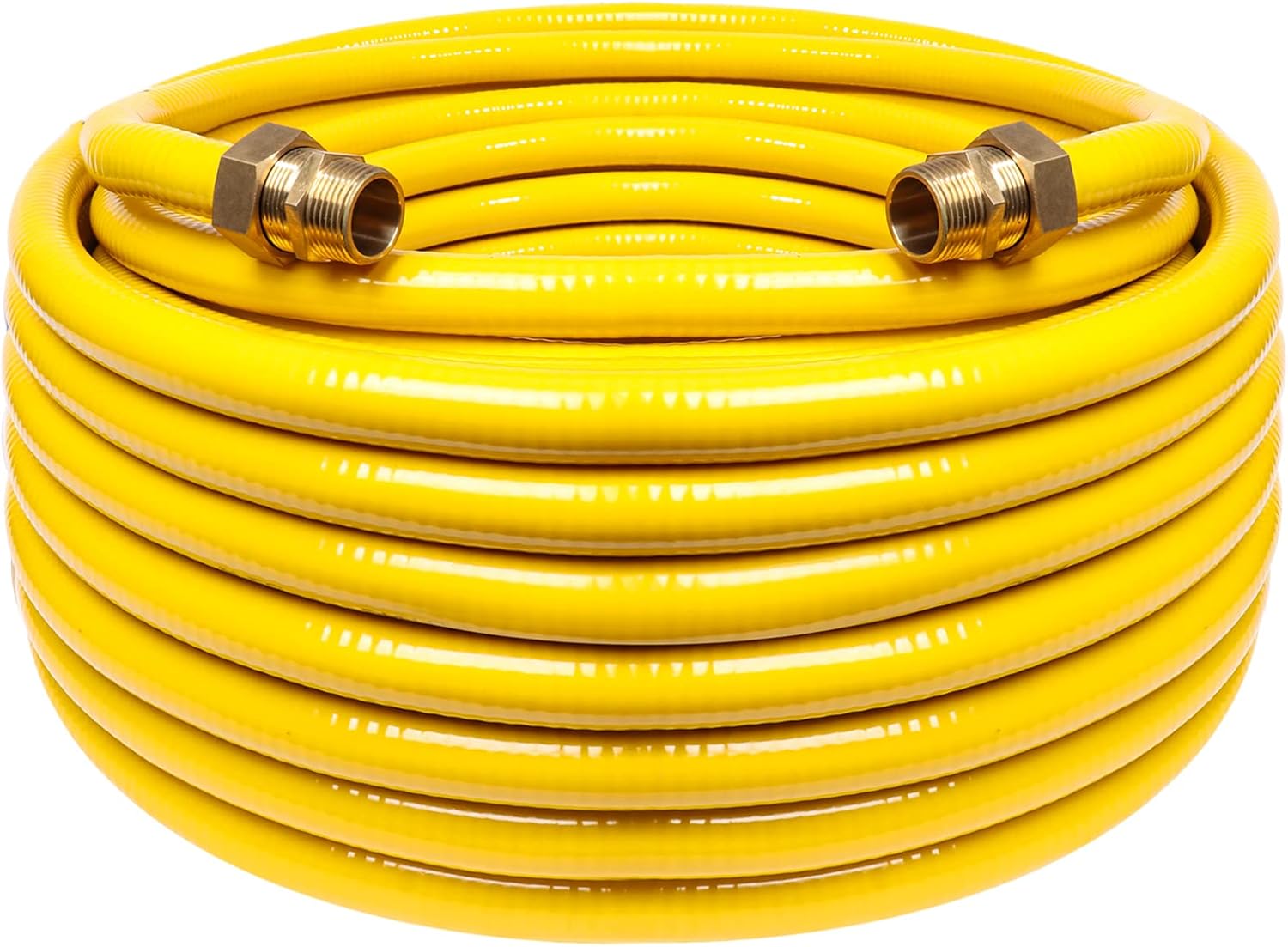 100ft 1/2'' Flexible Gas Line, CSST Corrugated Stainless Steel Tubing Pipe Kit, Natural Gas Line Propane Pipe Conversion Kit Grill Hose with 2 Male Adapter Fittings (100ft 1/2'')