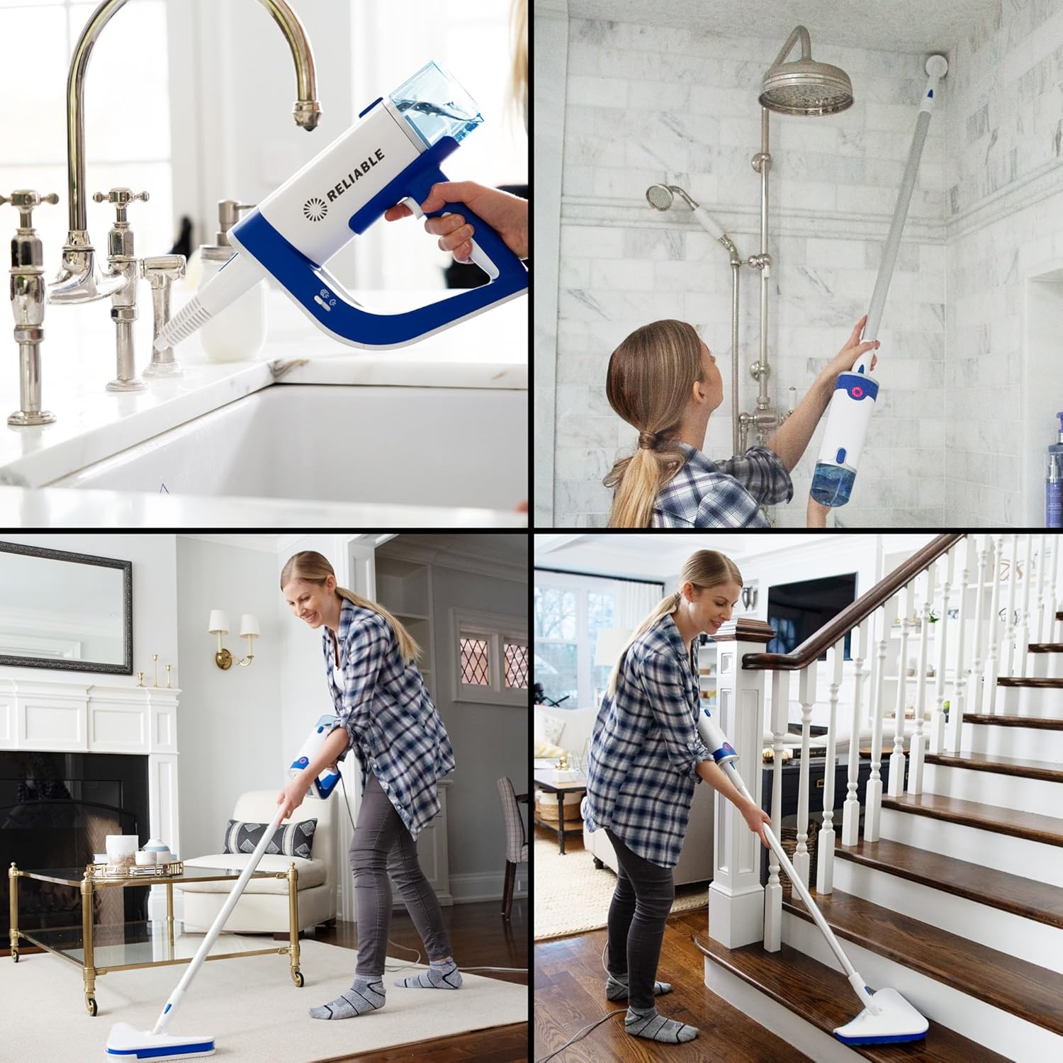 Reliable Pronto Plus 300CS 2-In-1 Steam Cleaner with Fast Heat-up, Long Steam Time, 1200W Steam Mop for Grout, Hardwood, Tile, Laminate Floor Cleaning with 14-Piece Accessory Kit