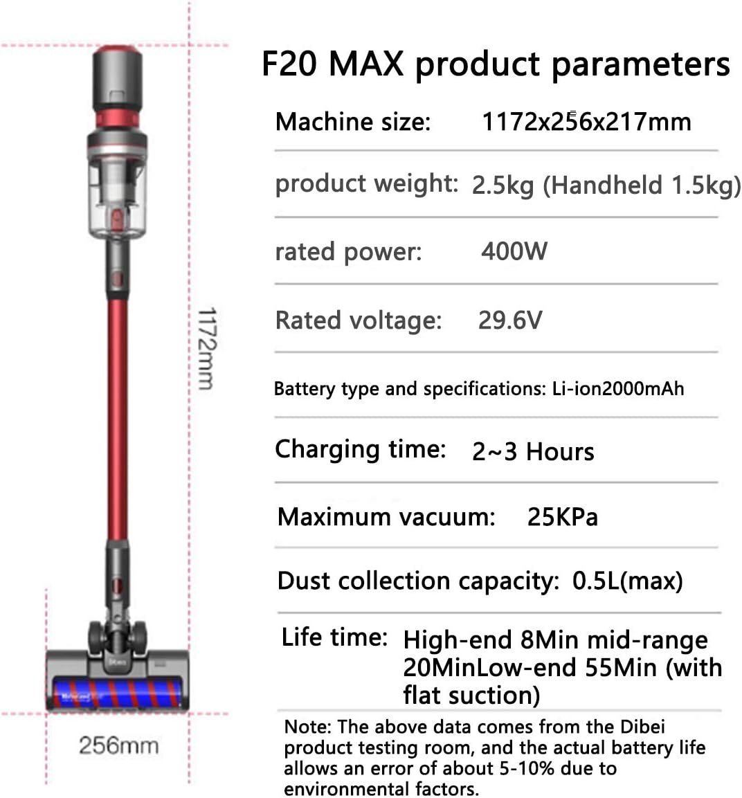 Cordless Vacuum Cleaner Five-Fold Filter Belt 400W25000pa Super Suction Hand-Held Vacuum Cleaner Used for Hard Floors of Pet Blankets