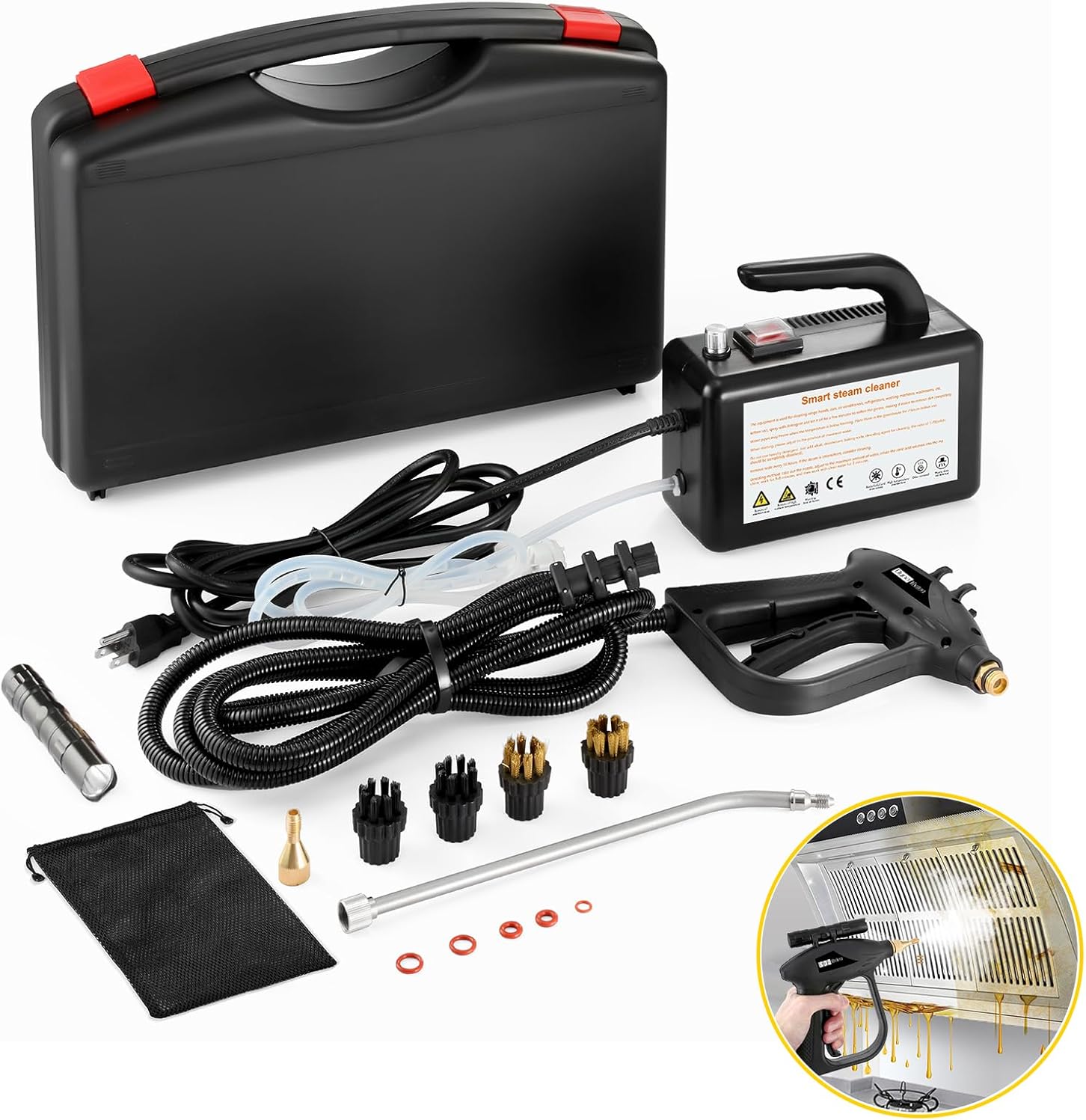 Dyna-Living Handheld Steamer for Cleaning 1700W Car Engine Steam Cleaner 248°F High Temperature Pressurized Steam Cleaner for Home, High Pressure Steam Cleaning Machine for Auto Detailing