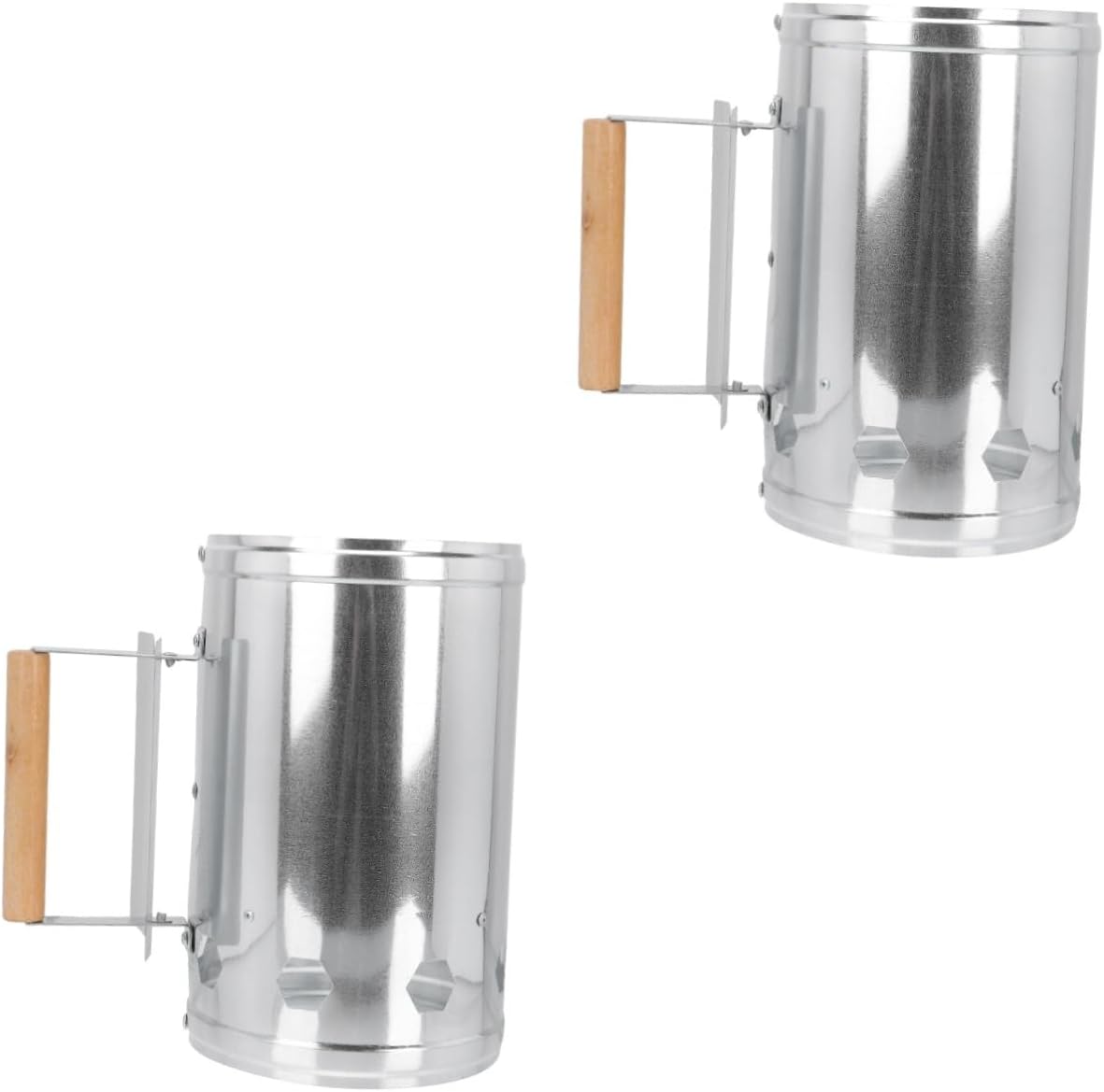 Happyyami 2 Pcs Kindergarten Fire Briquette Starters Stepping Stones Garden Charcoal Fire Canister for Grilling Starter Can BBQ Chimney Briquette Starter Barrel Outdoor Aluminum Supplies