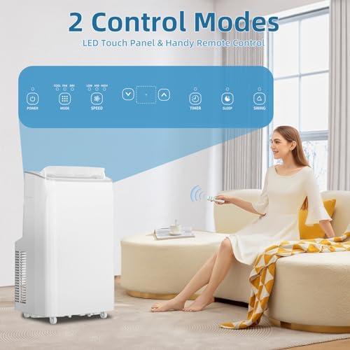 12000 BTU Portable Air Conditioner Cools Up to 550 Sq.Ft, 3-In-1 AC Unit With Dehumidifier, Fan, Cooling Mode & Window Kit, Room Air Conditioner with Remote Control for Bedroom, Living Room, Office