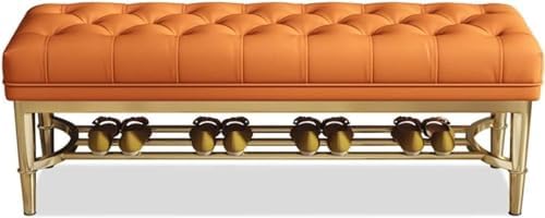 Benches Garden Bench Outdoor Patio Seating Backless Park Chair Lawn Path Slatted Seats,Metal Shoe Bench with PU Cushion, Shoe Storage Rack for Living Room, Bedroom Bed End Stool, Household S